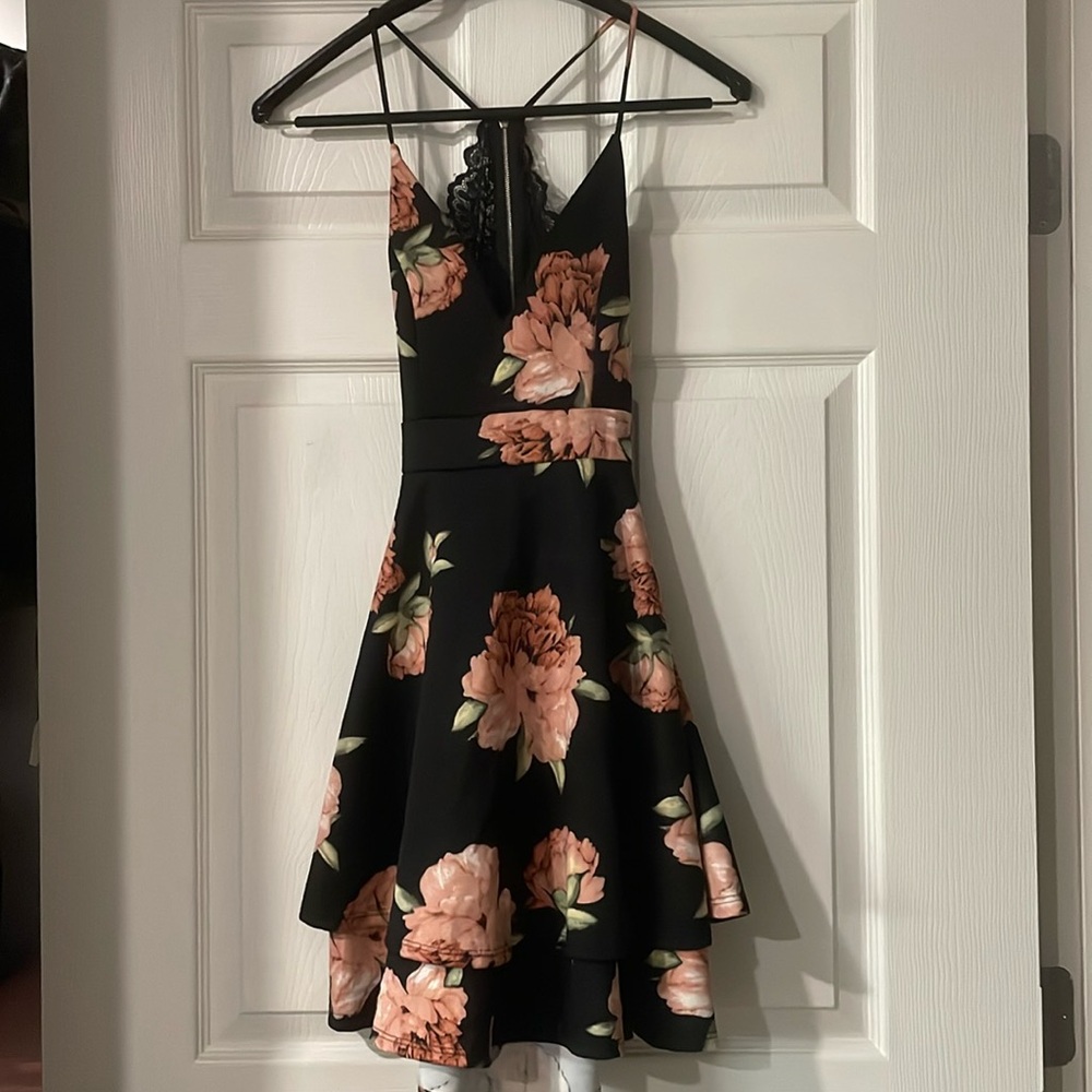 Eclipse rose print mini dress